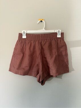 reformation brown linen shorts